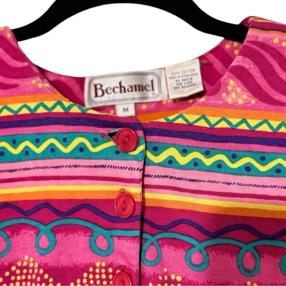 Vintage Bechamel Pink and Yellow Boxy Graphic Top Sz Medium - Picture 4 of 5